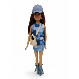 Doll w/ Zuru Mini Brands Fashion Series 4 Denim Fringe Boots Barbie Dress Outfit